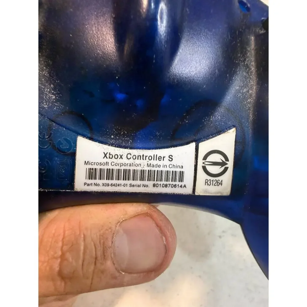 Microsoft Xbox Controller S Wired Translucent Blue for Original Xbox Halo CE